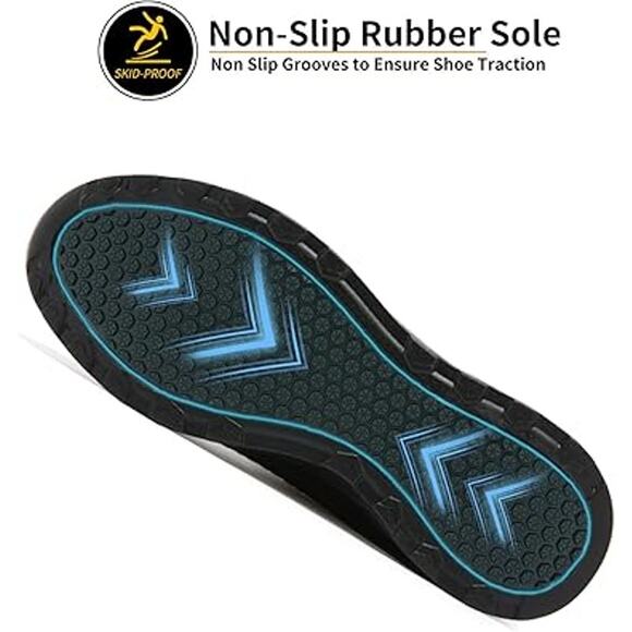 Lupwee Mens Size 14 Black Breatheable Mesh Lace Up Steel Toe Non Slip Work Shoes - Picture 3 of 7